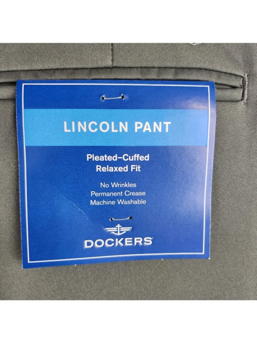 Dockers Pants Men 36x29 Green Gray Chino Lincoln Pant Pleated Cuffed Relaxed NWT
